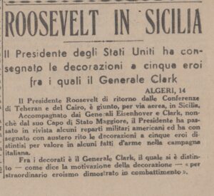 Ritaglio del giornale Alleato Sicilia Liberata n°130 del 14 dicembre 1943 
(Archivio dell’autore)